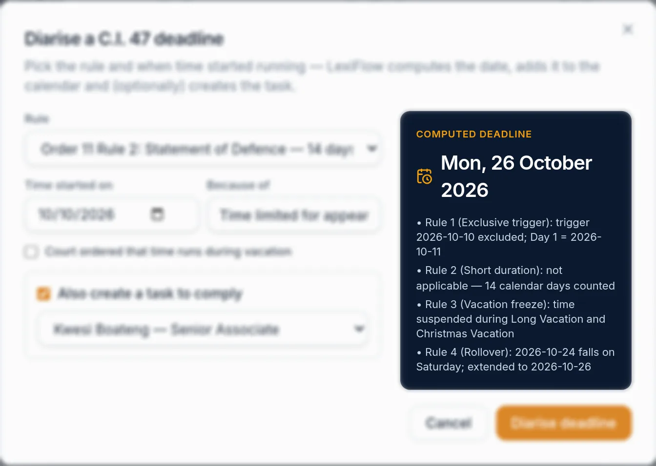 Preview of the C.I. 47 deadline calculator